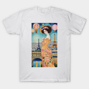 Gustav Klimt's Parisian Nights: Inspired Eiffel Tower T-Shirt